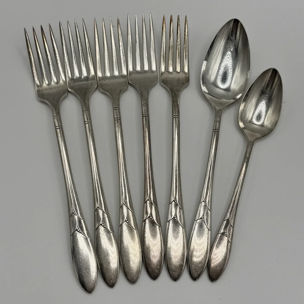 Oneida Community LADY HAMILTON  Silver Plate  Dinner Forks Spoons Mixed Lot Of 7